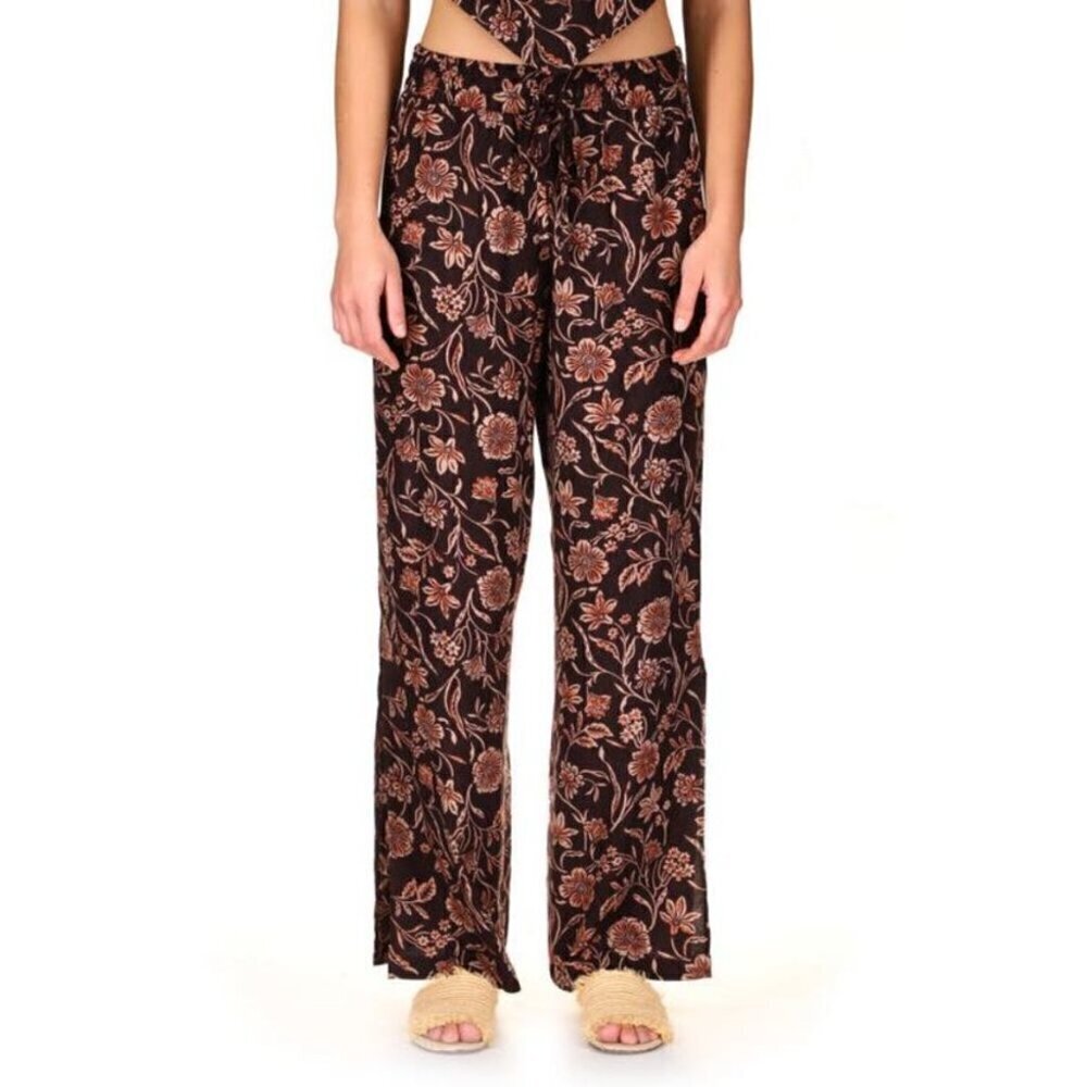 Sanctuary Moody Floral Side Slit Wide-leg Pants Dusk Floral Size Small‎
